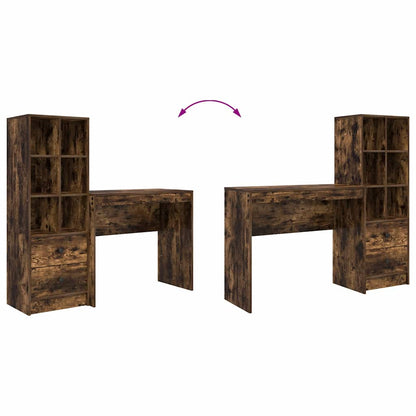 Skrivebord Med Opbevaring 2 Pcs Røget Eg 90 X 40 X 76 Cm - Billede 13