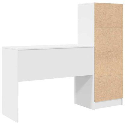 Skrivebord Med Opbevaring Med Hylde 2 Pcs Hvid 100 X 40 X 76 Cm - Billede 9