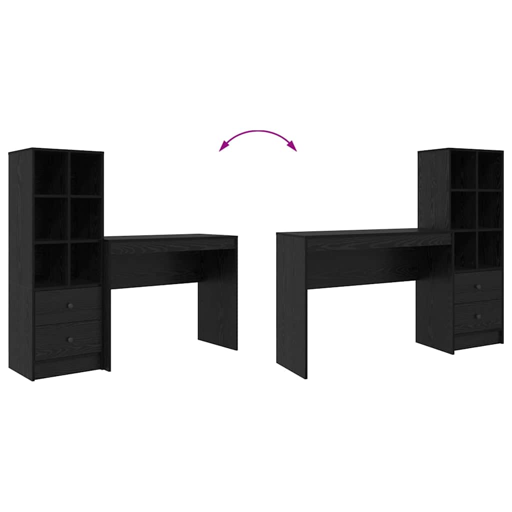 Skrivebord Med Opbevaring 2 Pcs Sort Eg 100 X 40 X 76 Cm - Billede 13