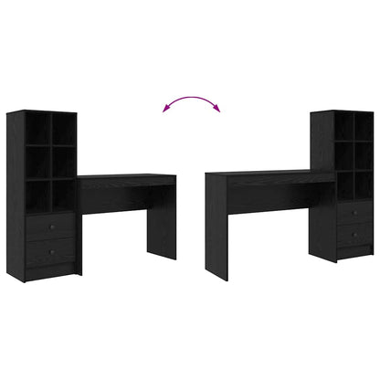 Skrivebord Med Opbevaring 2 Pcs Sort Eg 100 X 40 X 76 Cm - Billede 13