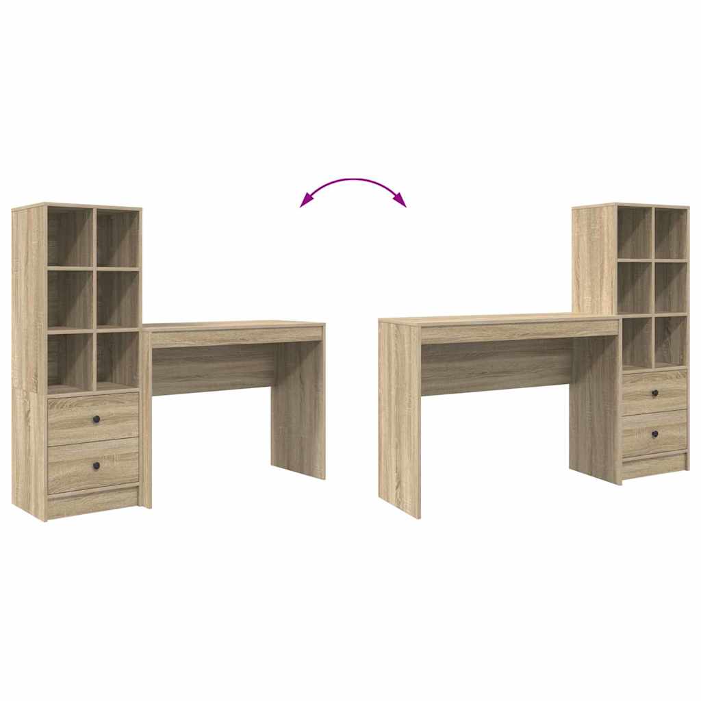 Skrivebord Med Opbevaring 2 Pcs Sonoma Eg 100 X 40 X 76 Cm - Billede 13
