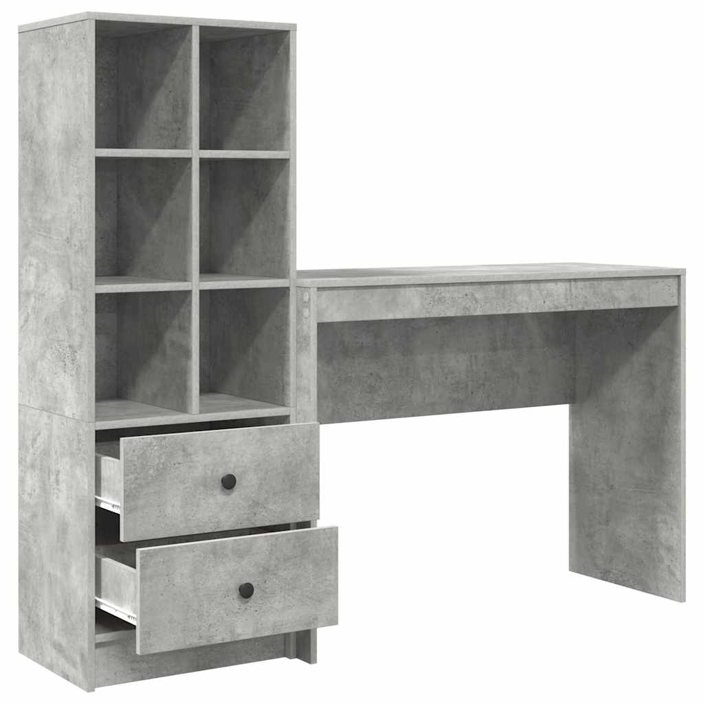 Skrivebord Med Opbevaring 2 Pcs Beton Grå 100 X 40 X 76 Cm - Billede 7