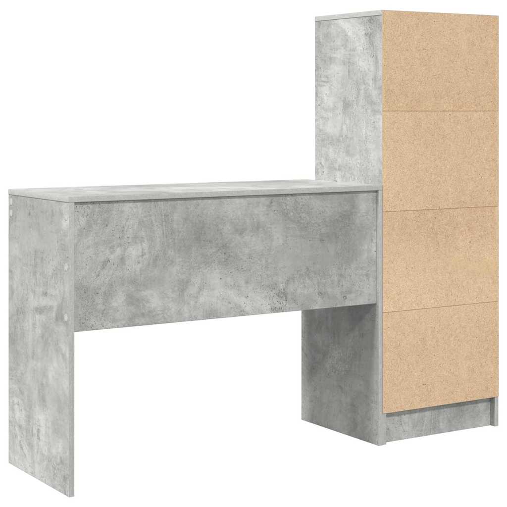 Skrivebord Med Opbevaring 2 Pcs Beton Grå 100 X 40 X 76 Cm - Billede 9