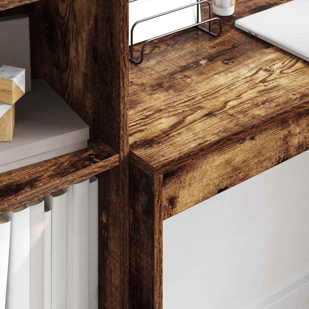 Skrivebord Med Opbevaring 2 Pcs Røget Eg 100 X 40 X 76 Cm - Billede 4