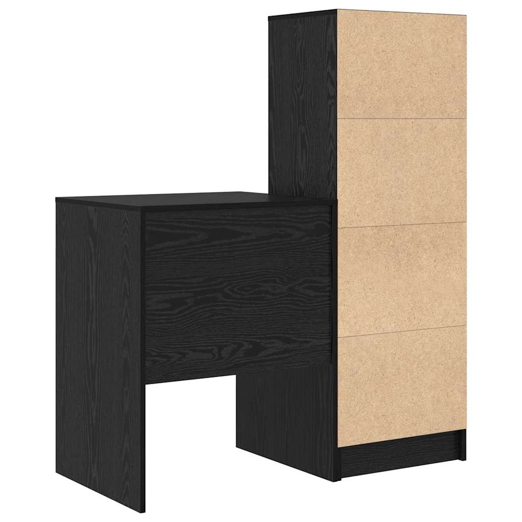 Skrivebord Med Opbevaring 2 Pcs Sort Eg 60 X 50 X 76 Cm - Billede 9