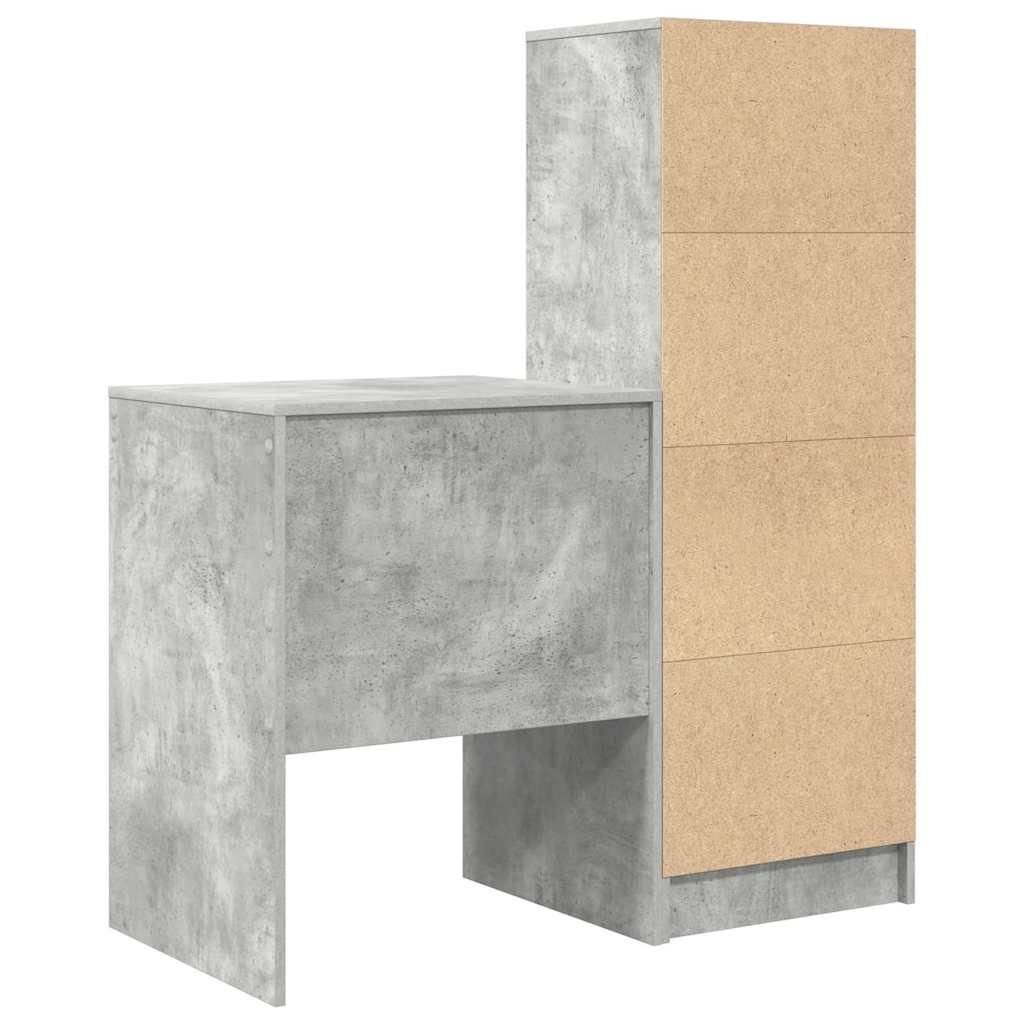 Skrivebord Med Opbevaring 2 Pcs Beton Grå 60 X 50 X 76 Cm - Billede 9