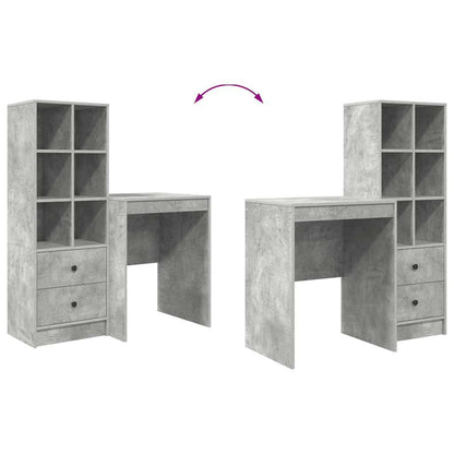 Skrivebord Med Opbevaring 2 Pcs Beton Grå 60 X 50 X 76 Cm - Billede 13