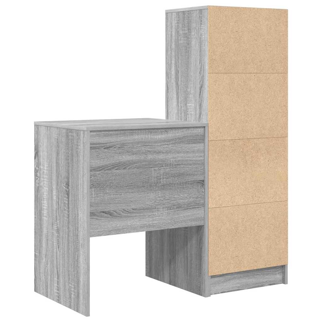Skrivebord Med Opbevaring 2 Pcs Grå Sonoma-eg 60 X 50 X 76 Cm - Billede 9