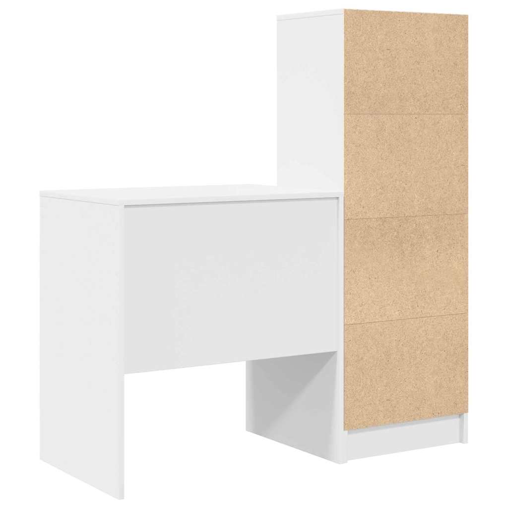 Skrivebord Med Opbevaring Med Skuffe 2 Pcs Hvid 70 X 50 X 76 Cm - Billede 9