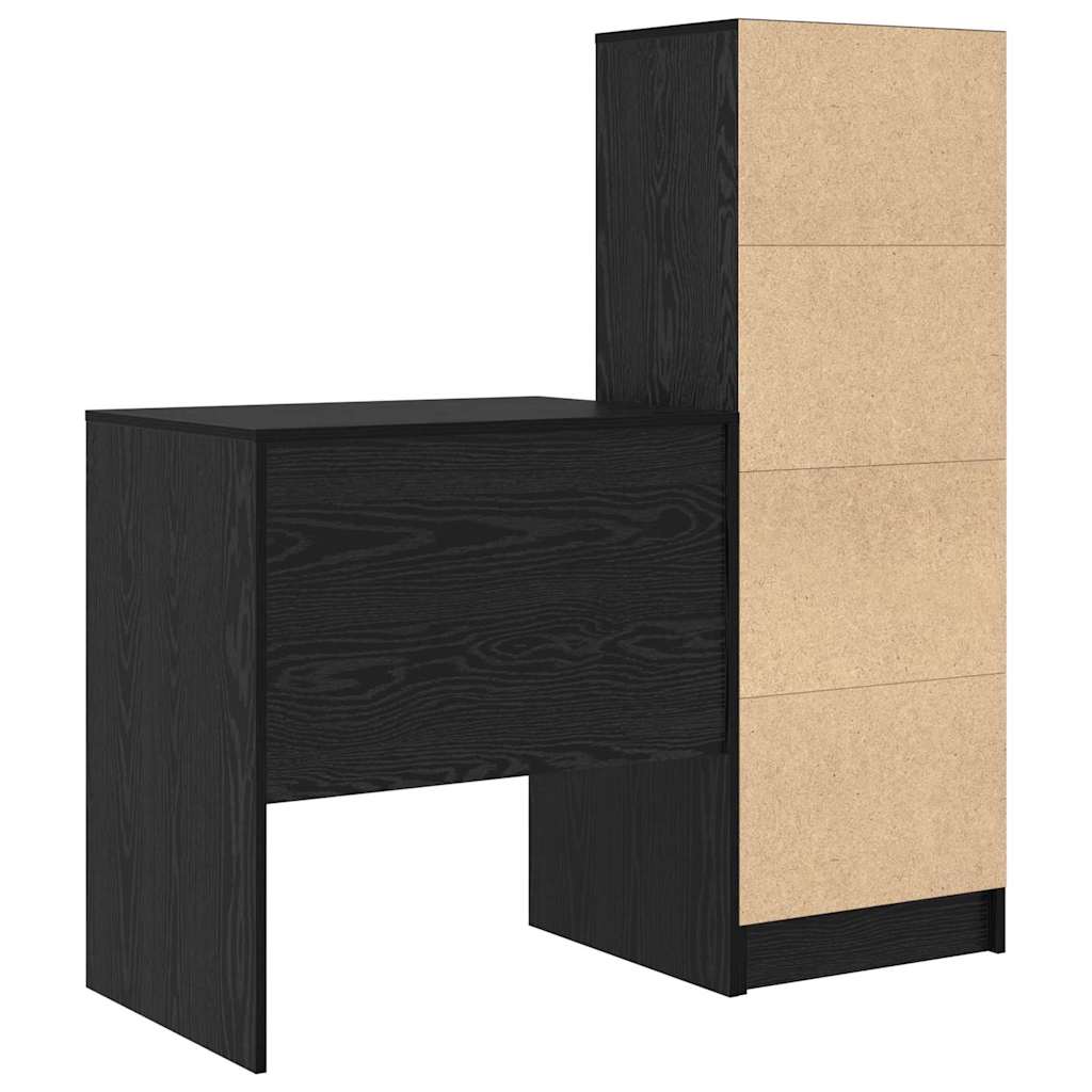 Skrivebord Med Opbevaring 2 Pcs Sort Eg 70 X 50 X 76 Cm - Billede 9