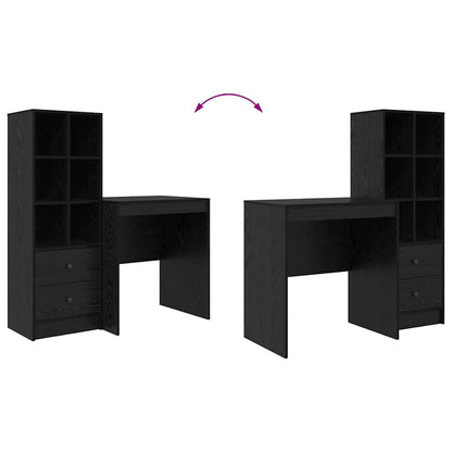 Skrivebord Med Opbevaring 2 Pcs Sort Eg 70 X 50 X 76 Cm - Billede 13