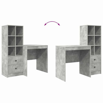 Skrivebord Med Opbevaring 2 Pcs Beton Grå 70 X 50 X 76 Cm - Billede 13