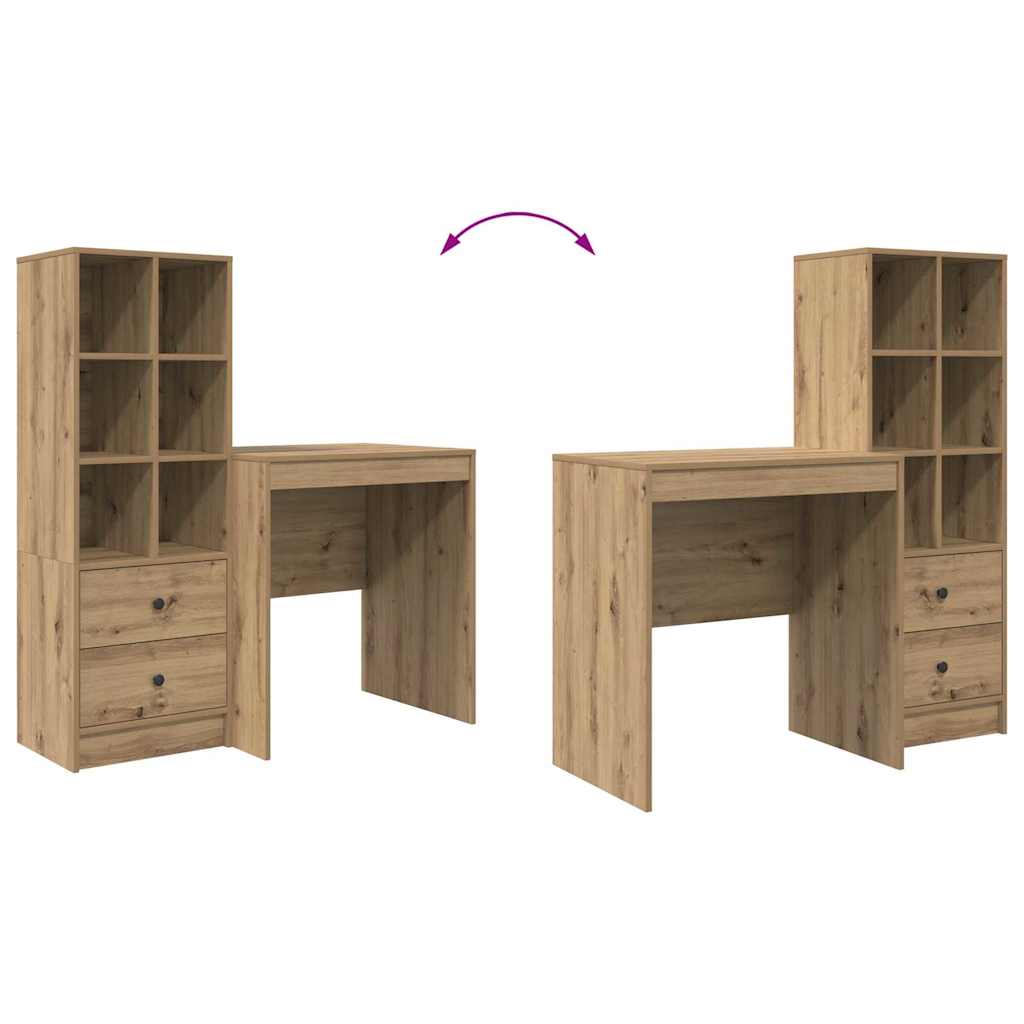 Skrivebord Med Opbevaring 2 Pcs Artisan Eg 70 X 50 X 76 Cm - Billede 13