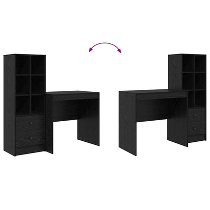 Skrivebord Med Opbevaring 2 Pcs Sort Eg 80 X 50 X 76 Cm - Billede 13