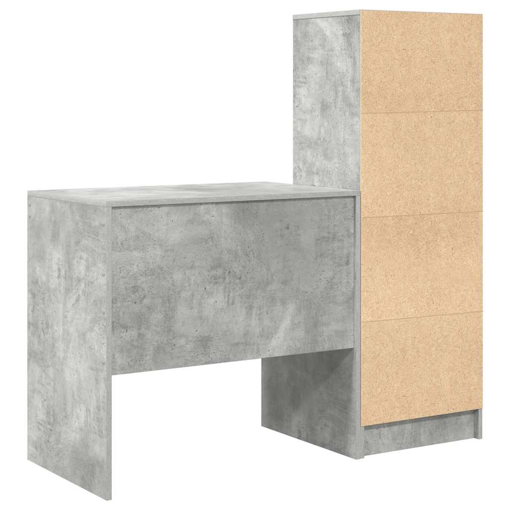 Skrivebord Med Opbevaring 2 Pcs Beton Grå 80 X 50 X 76 Cm - Billede 9