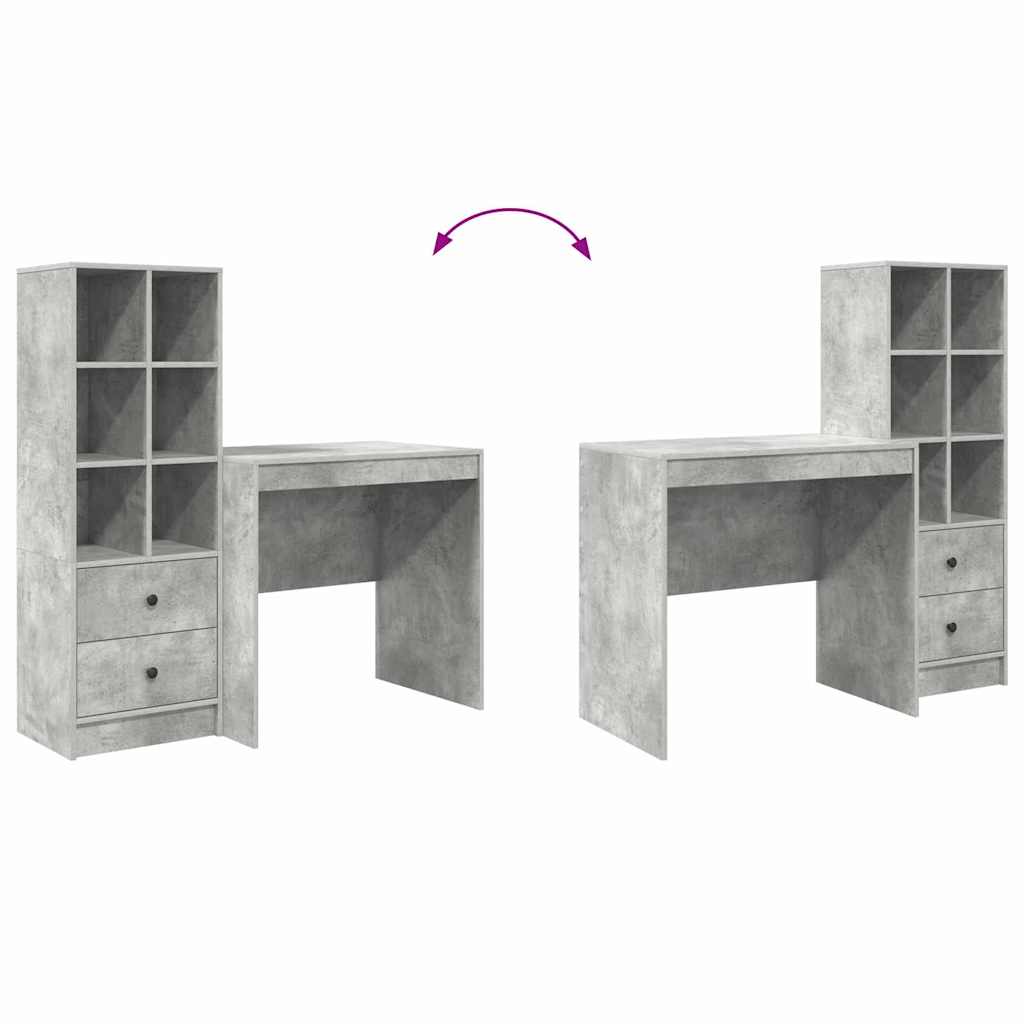 Skrivebord Med Opbevaring 2 Pcs Beton Grå 80 X 50 X 76 Cm - Billede 13