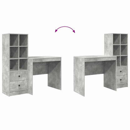 Skrivebord Med Opbevaring 2 Pcs Beton Grå 80 X 50 X 76 Cm - Billede 13