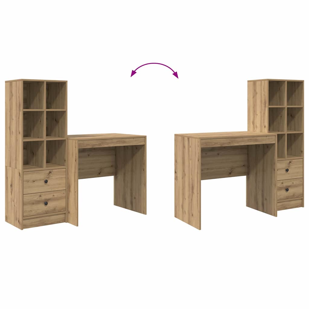 Skrivebord Med Opbevaring 2 Pcs Artisan Eg 80 X 50 X 76 Cm - Billede 13