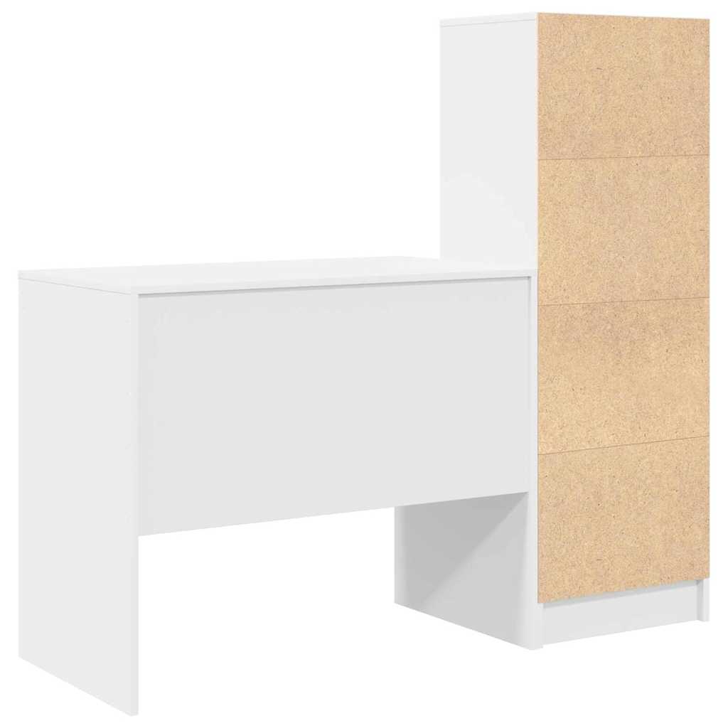 Skrivebord Med Opbevaring Med Skuffe 2 Pcs Hvid 90 X 50 X 76 Cm - Billede 9