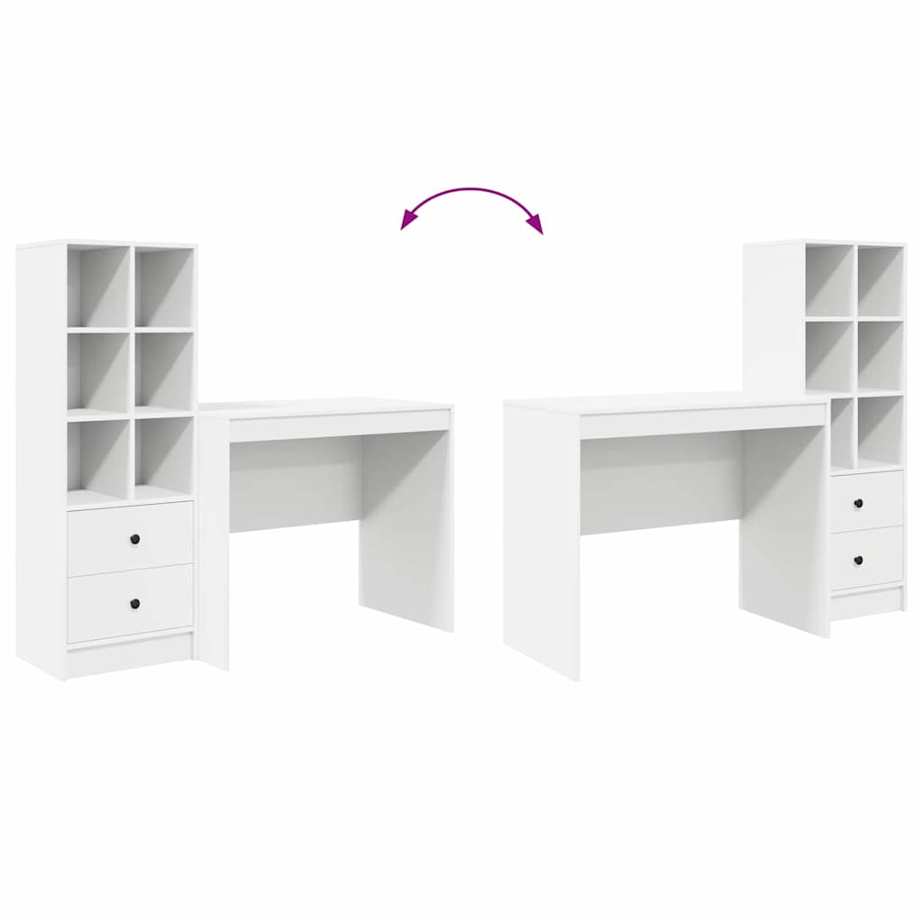 Skrivebord Med Opbevaring Med Skuffe 2 Pcs Hvid 90 X 50 X 76 Cm - Billede 13