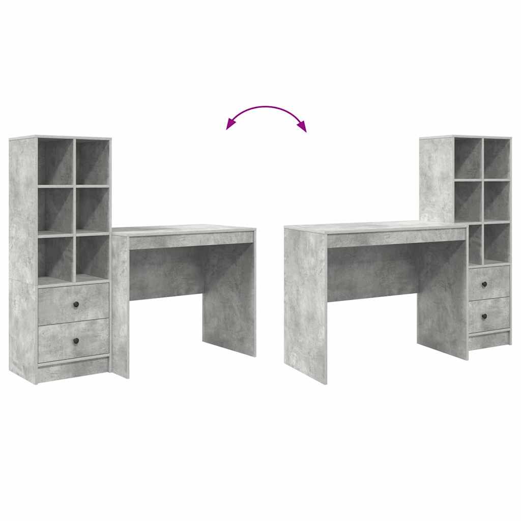 Skrivebord Med Opbevaring 2 Pcs Beton Grå 90 X 50 X 76 Cm - Billede 13