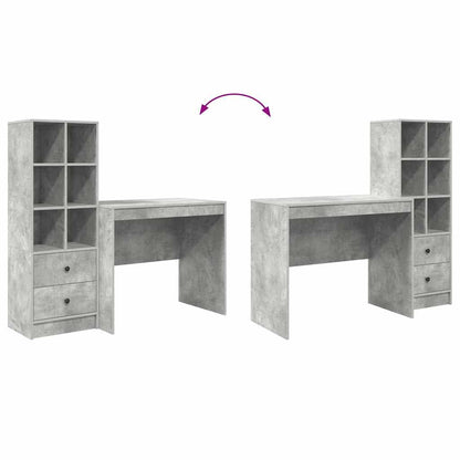 Skrivebord Med Opbevaring 2 Pcs Beton Grå 90 X 50 X 76 Cm - Billede 13