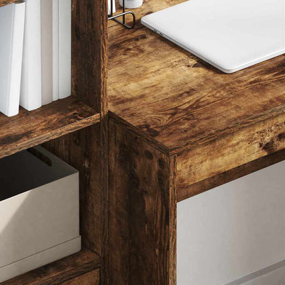 Skrivebord Med Opbevaring 2 Pcs Røget Eg 90 X 50 X 76 Cm - Billede 4