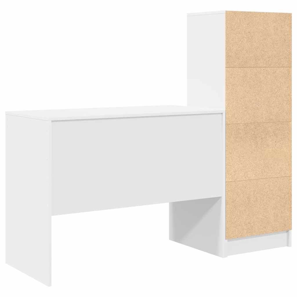Skrivebord Med Opbevaring Med Hylde 2 Pcs Hvid 100 X 50 X 76 Cm - Billede 9