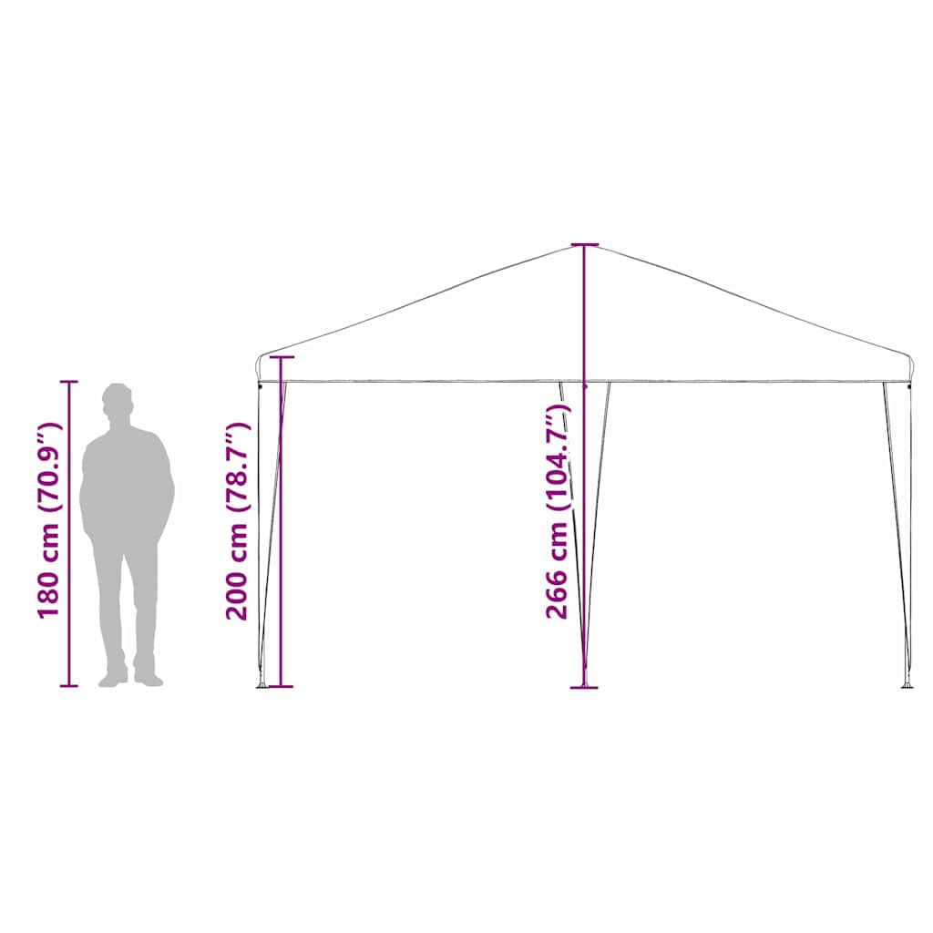 Party Tent 400 X 400 X 266 Cm Polyethylen Og Stål - Billede 12