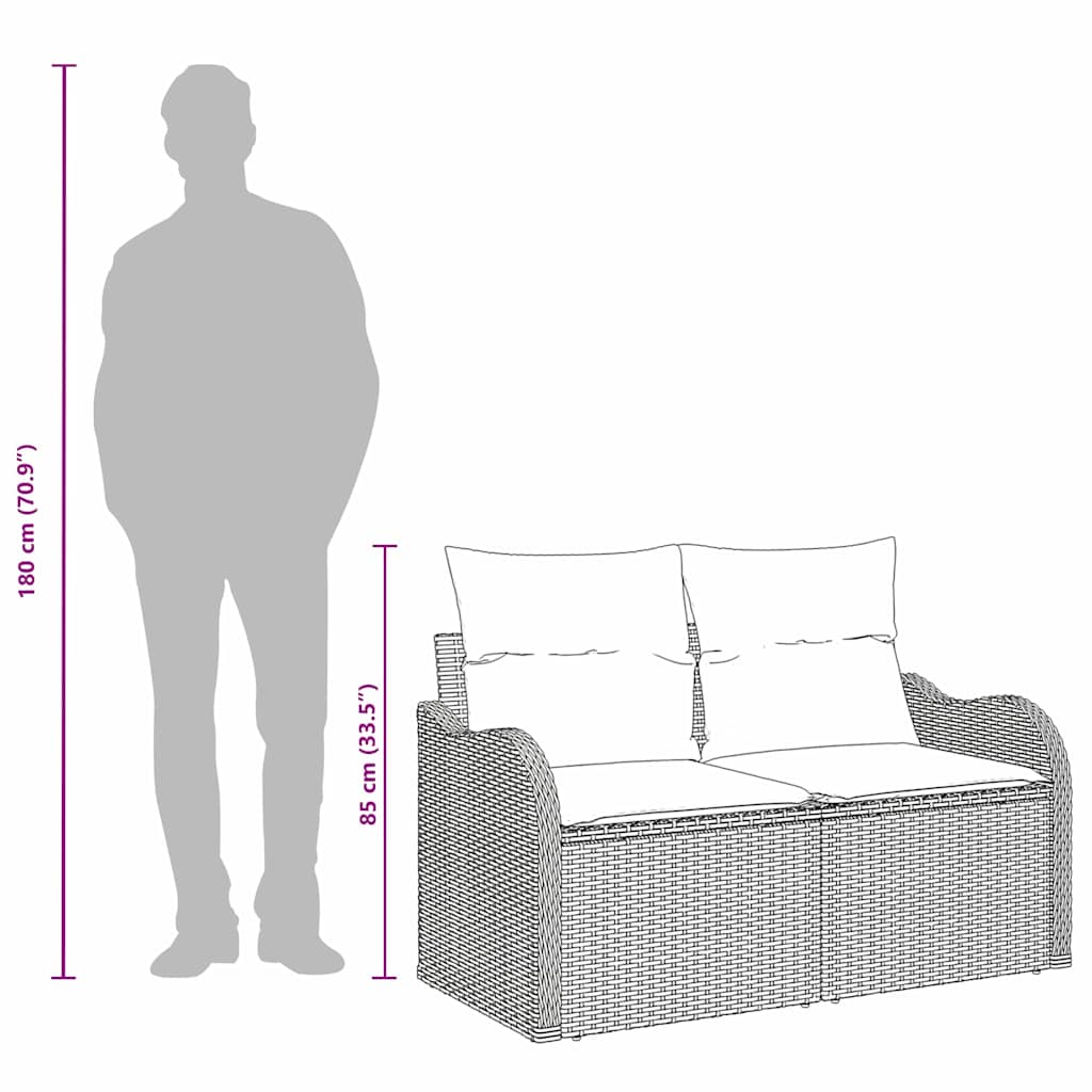 Havemøbelsofa Med Pude 121 X 62 X 69cm Polyrattan - Billede 8