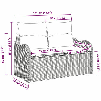 Havemøbelsofa Med Pude 121 X 62 X 69cm Polyrattan - Billede 7