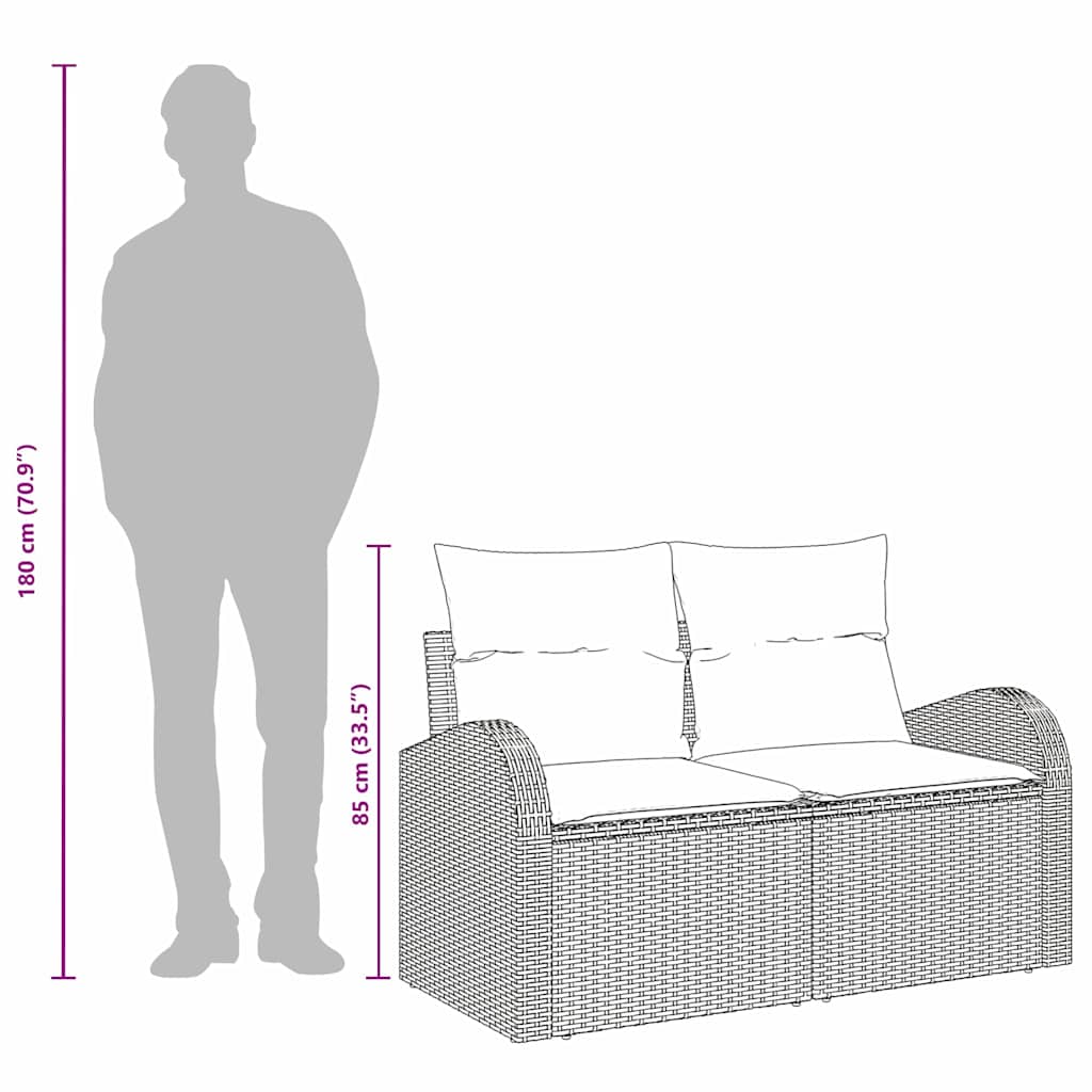 Havemøbelsofa Med Pude 124 X 62 X 69cm Polyrattan - Billede 7