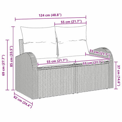 Havemøbelsofa Med Pude 124 X 62 X 69cm Polyrattan - Billede 6