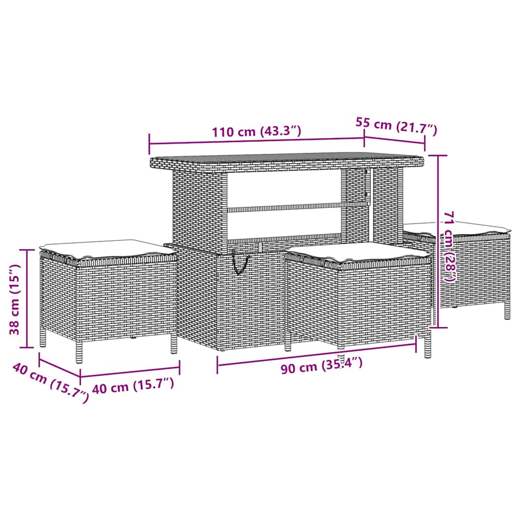Have Spisebordssæt Polyrattan - Billede 12