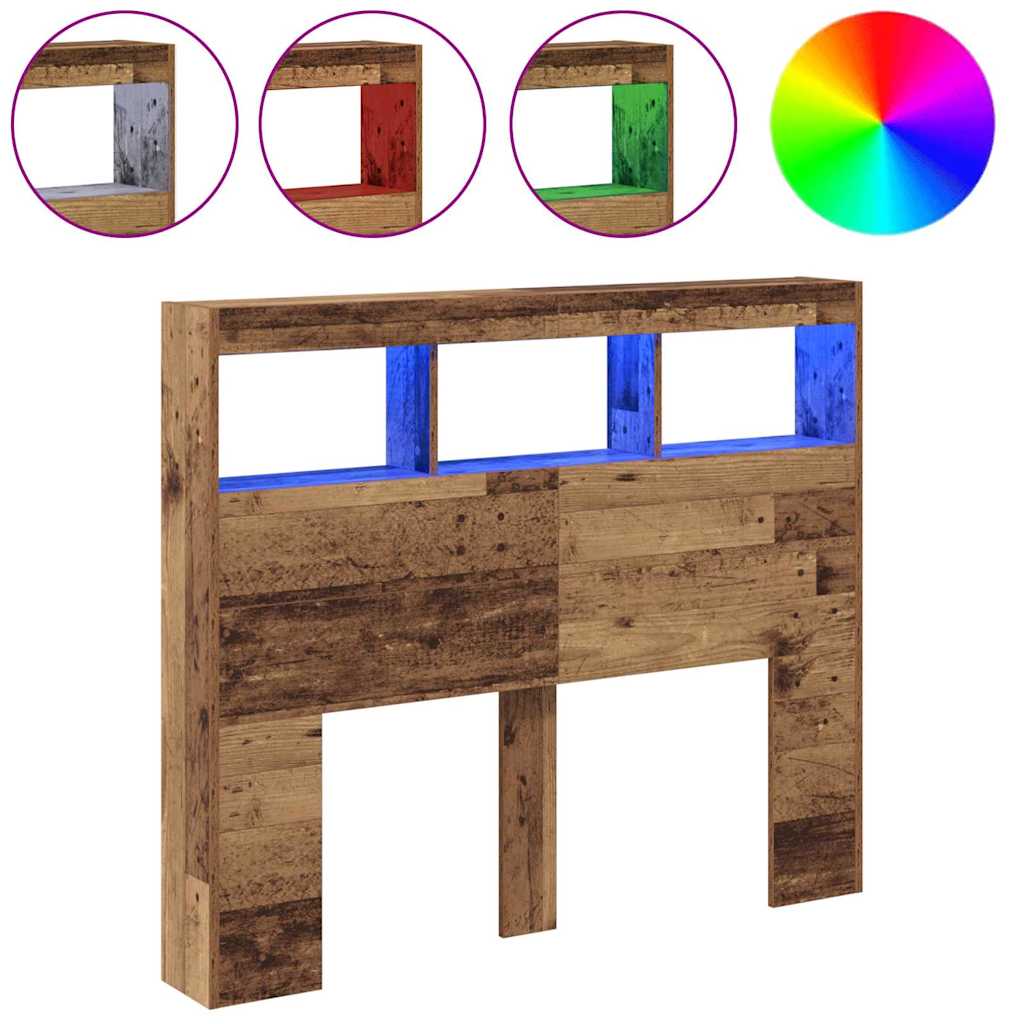 Hovedgærde Kabinet Med Led Gammelt Træ 120 X 17 X 102 Cm - Billede 4