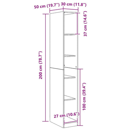 Garderobeskab Sort Eg 30 X 50 X 200 Cm Konstrueret Træ - Billede 10