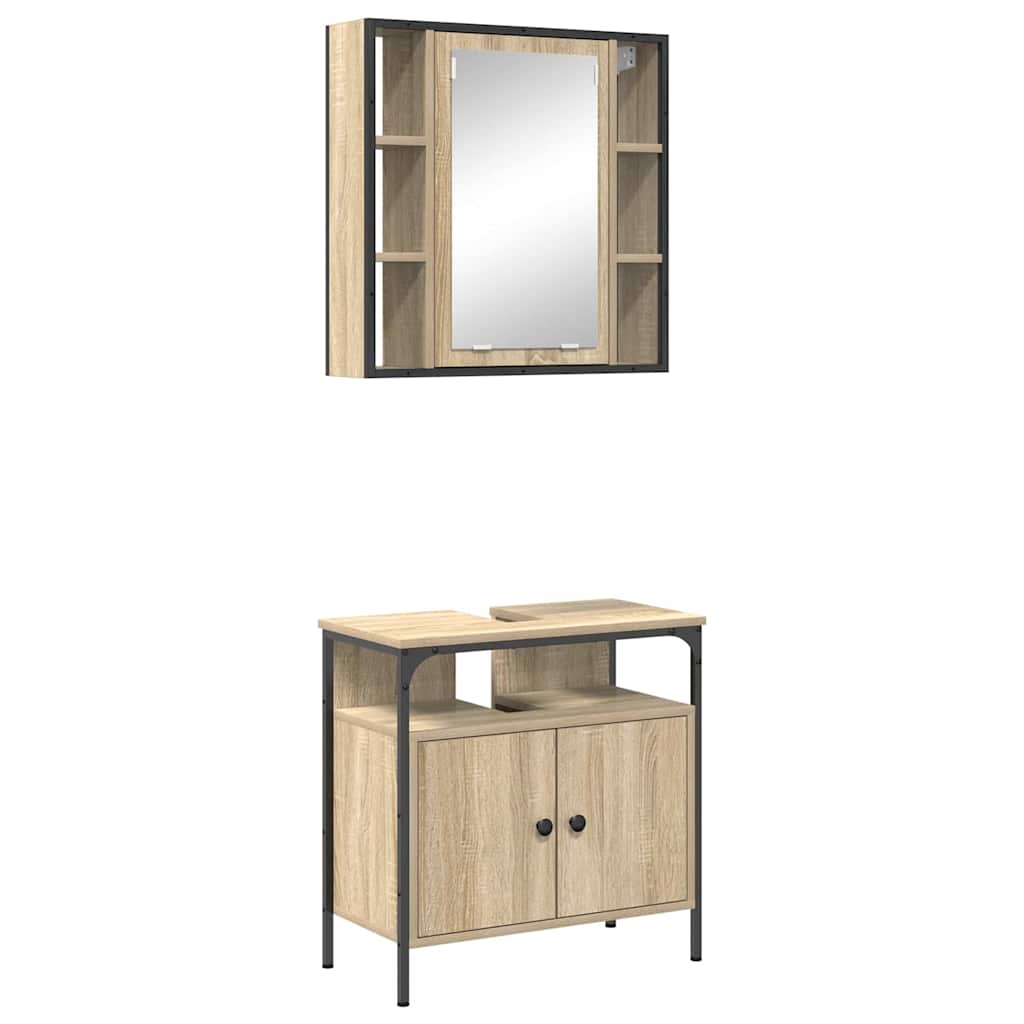 Badeværelsesmøbel Sæt Med Hylde 2 Pcs Brun 60 X 30 X 60 Cm - Billede 2