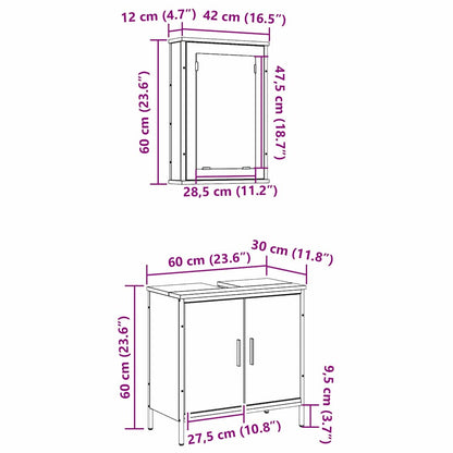 Badeværelsesmøbel Sæt Med Hylde 2 Pcs Brun 60 X 30 X 60 Cm - Billede 13