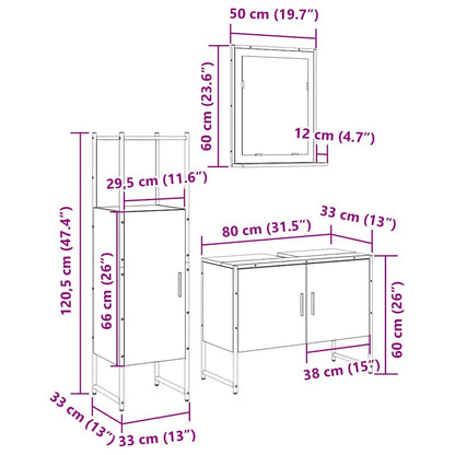 Badeværelsesmøbel Sæt Med Hylde 3 Pcs Brun 33 X 33 X 120,5 Cm - Billede 13