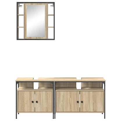 Badeværelsesskabsæt Med Hylde 3 Pcs Sonoma-eg 80 X 30 X 60 Cm - Billede 8