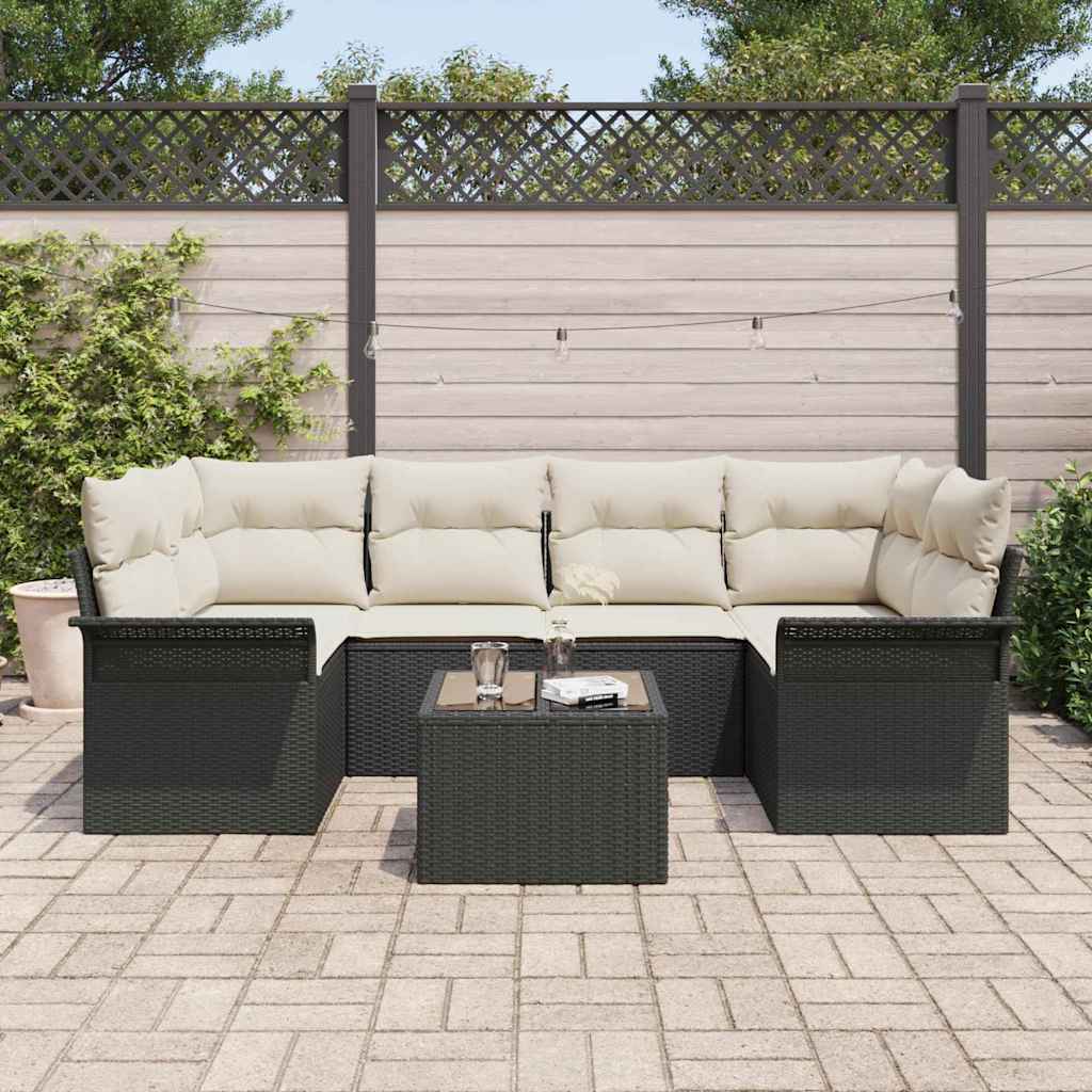 Havesofa Sæt Med Pude 7 Dele Polyrattan - Billede 3