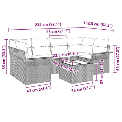 Havesofa Sæt Med Pude 7 Dele Polyrattan - Billede 13
