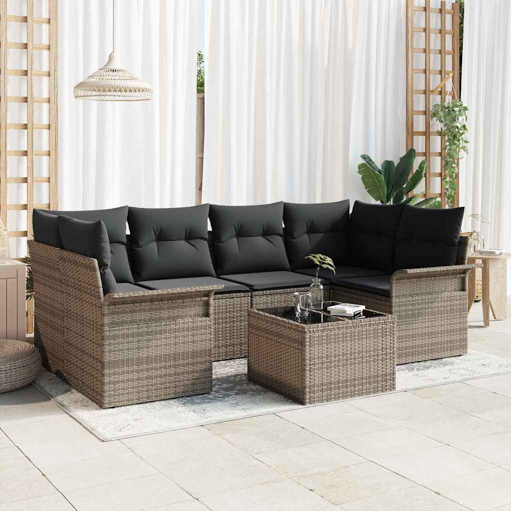 Havesofa Sæt Med Pude 7 Dele Polyrattan