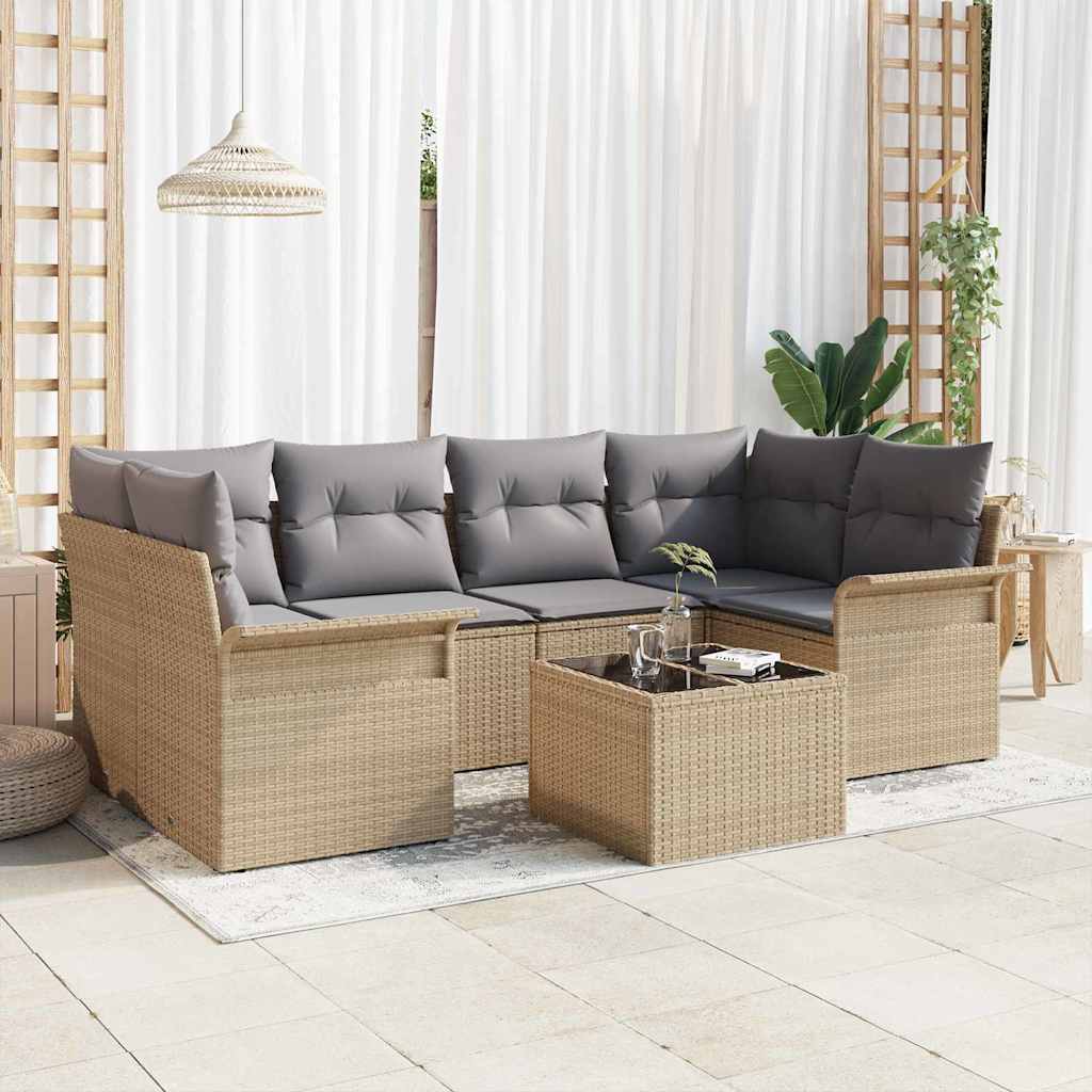 Havesofa Sæt Med Pude 7 Dele Polyrattan