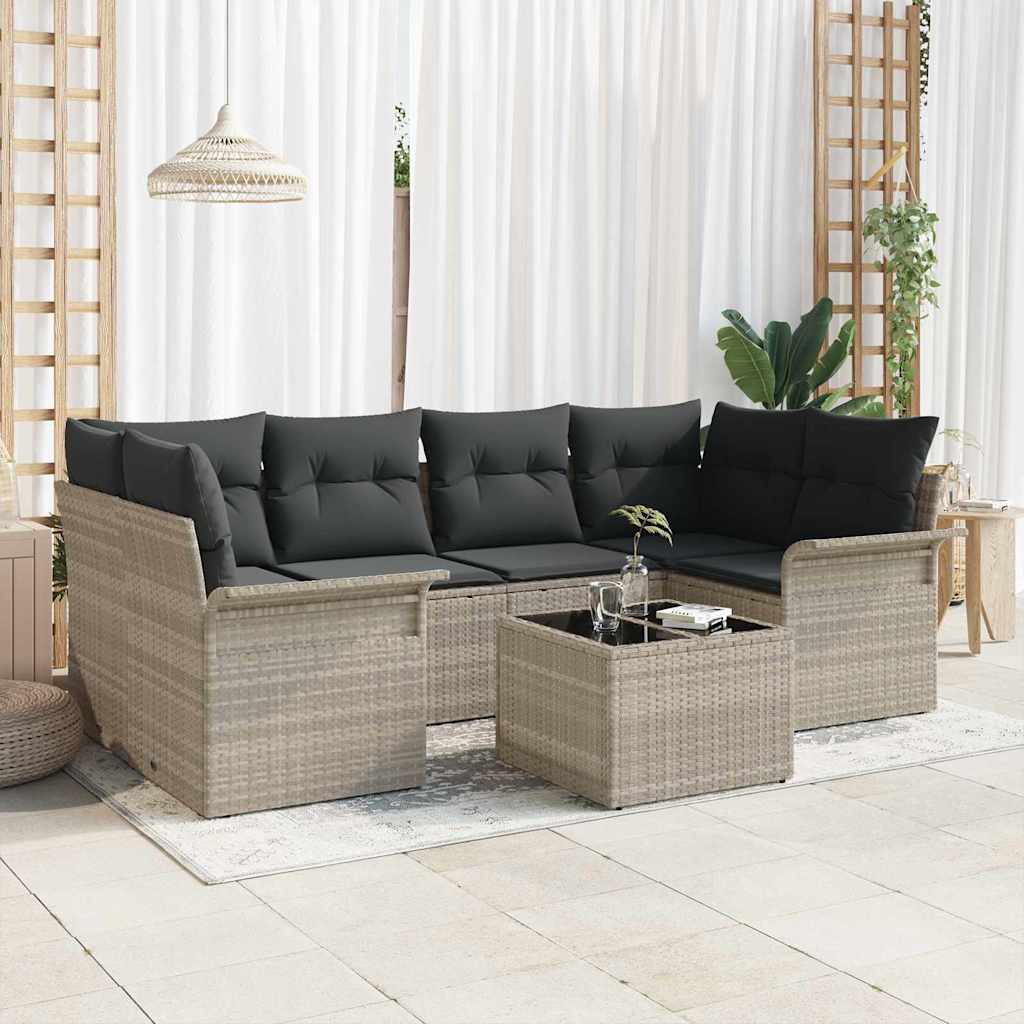 Havesofa Sæt Med Pude 7 Dele Polyrattan