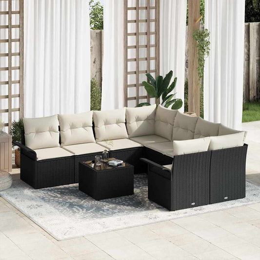 Havesofa Sæt 9 Dele Poly Rattan - Hovedbillede