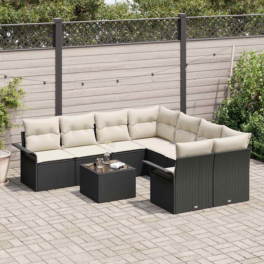 Havesofa Sæt 9 Dele Poly Rattan - Billede 3