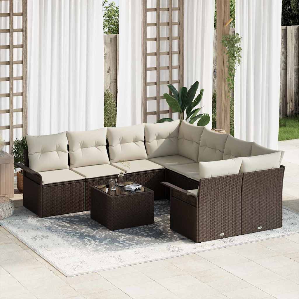 Havesofa Sæt 9 Dele Poly Rattan