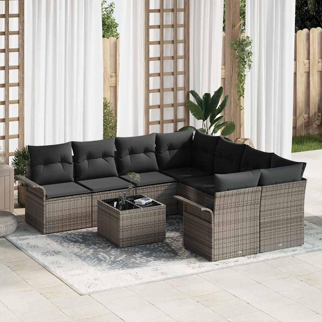 Havesofa Sæt 9 Dele Poly Rattan