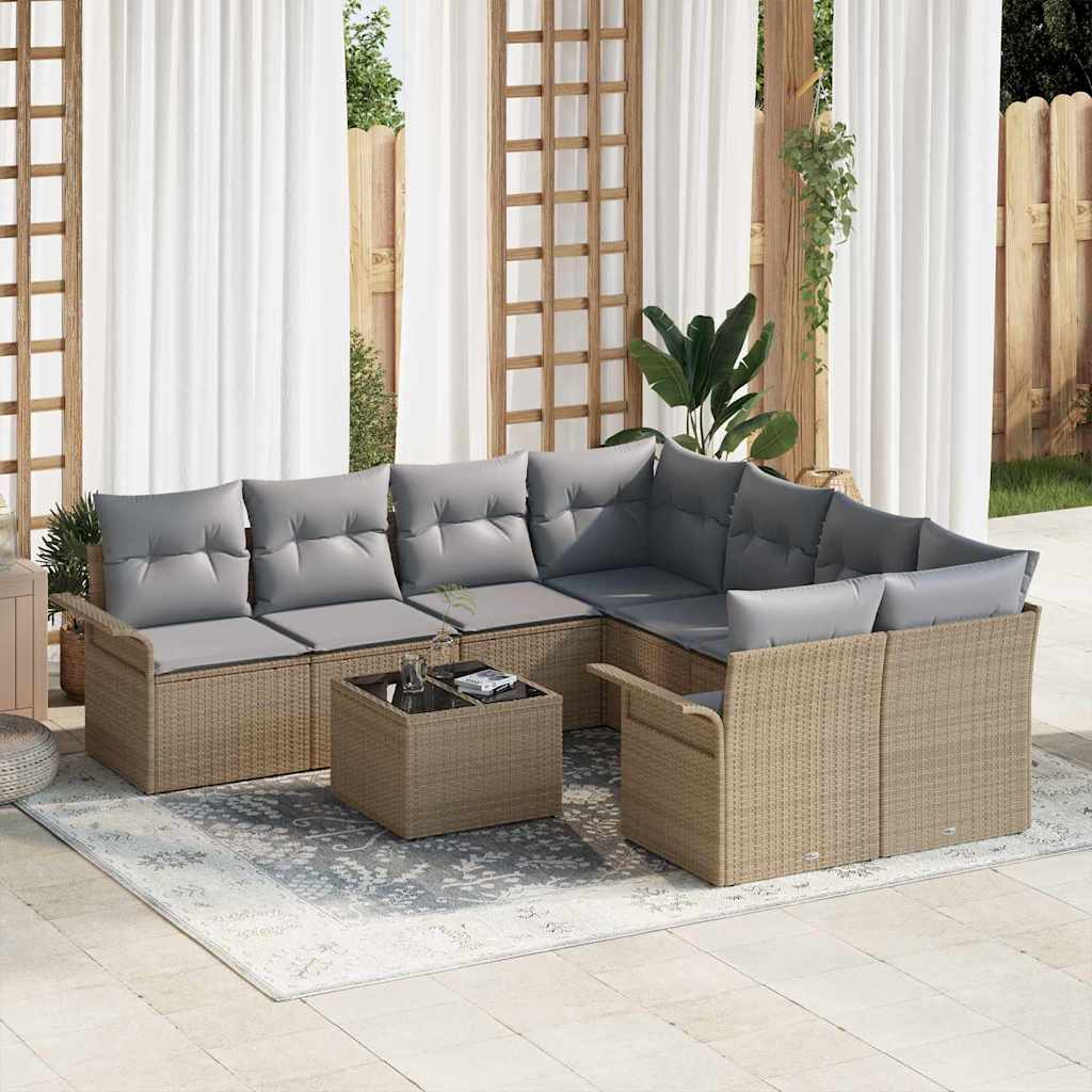 Havesofa Sæt 9 Dele Poly Rattan